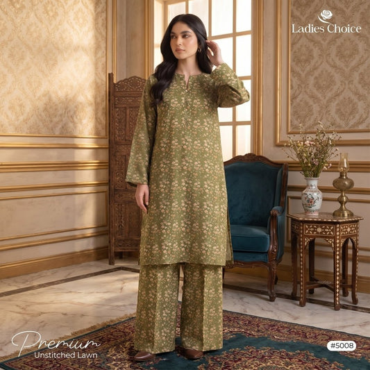 2 Piece Premium Lawn Unstitched Suit (Kurta & Trouser) LC-5008