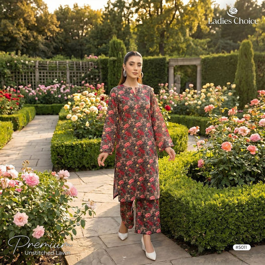 2 Piece Premium Lawn Unstitched Suit (Kurta & Trouser) LC-5011