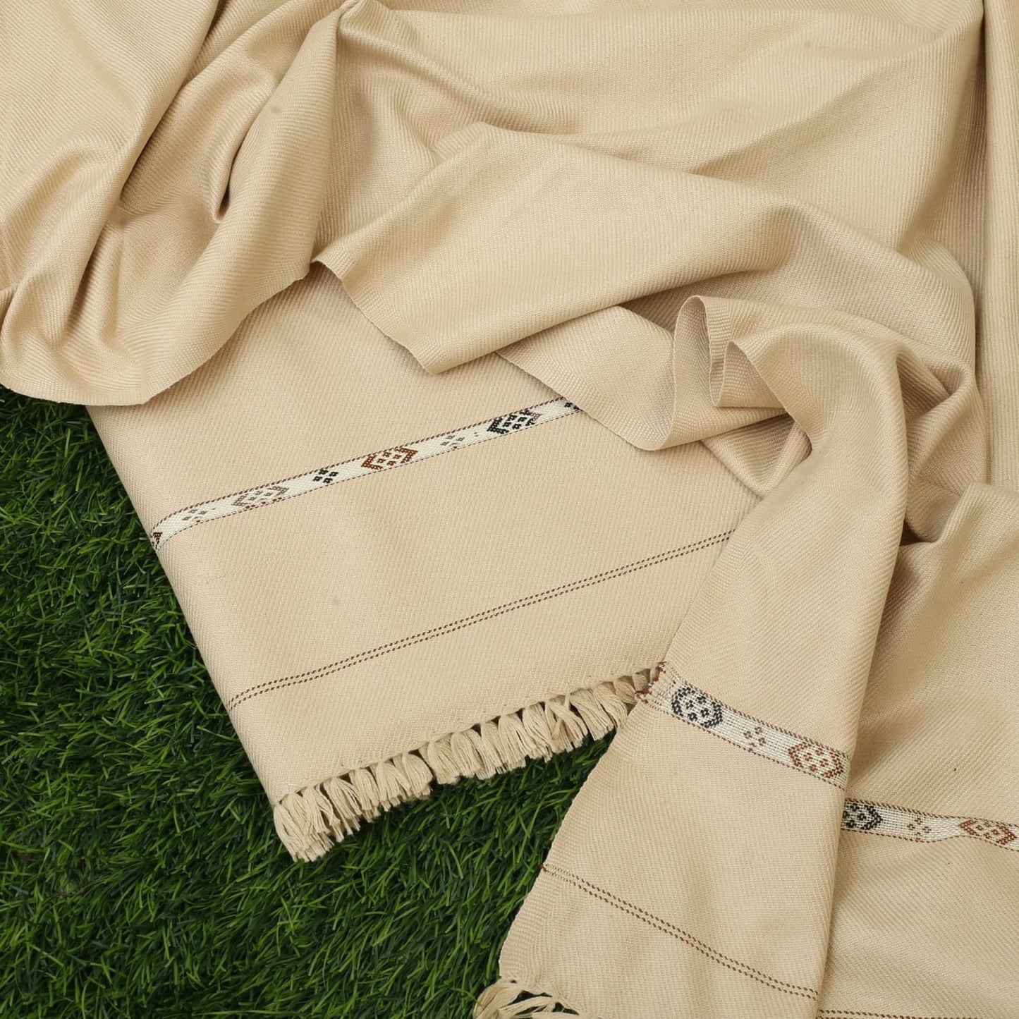 Swati Woolen Shawl Light caramel - Faisalbad Fabrics